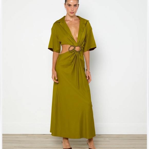 christopher esber green dress Christopher Esber Orion Gown in Bottle Green – The Closet Collective Hire main image 0
